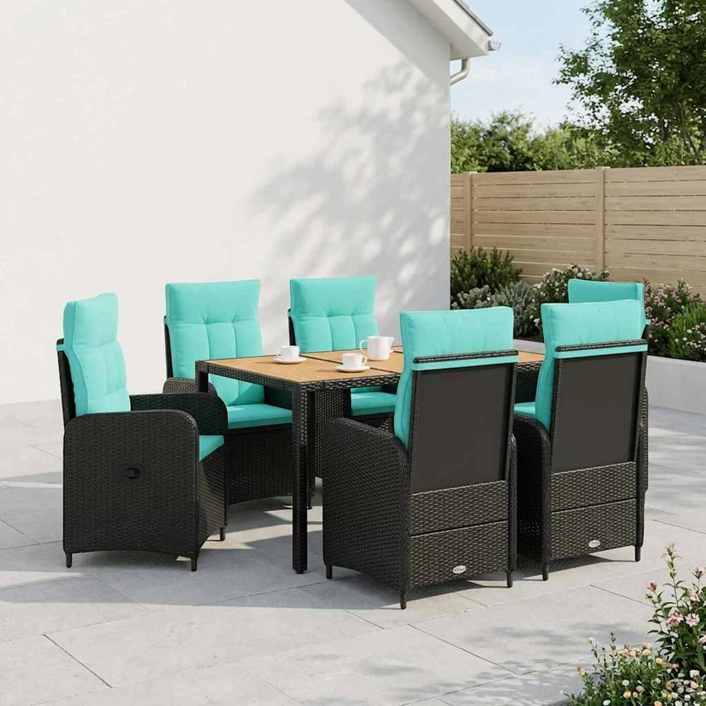 Lauko valgomojo komplektas 7 vnt. Juodas and Turquoise