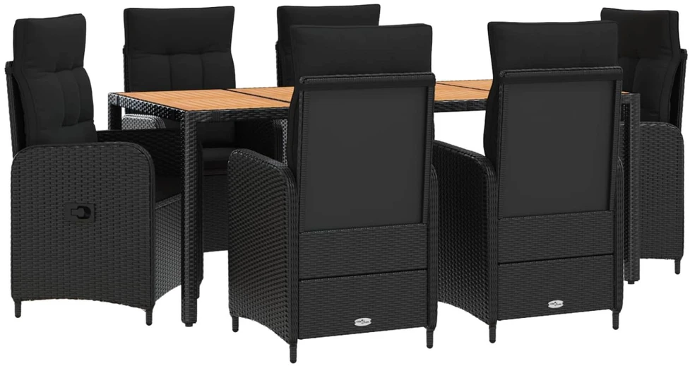 Lauko valgomojo komplektas 7 vnt. Juoda