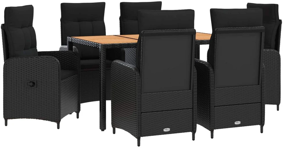 Lauko valgomojo komplektas 7 vnt. Juoda