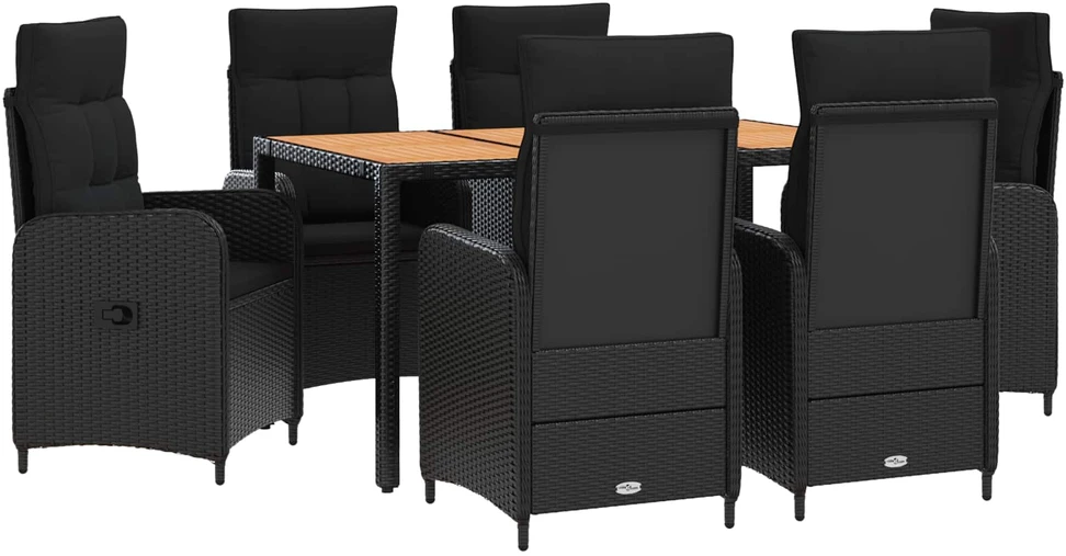 Lauko valgomojo komplektas 7 vnt. Juoda
