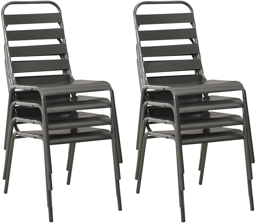 Lauko valgomojo komplektas, 9 dalių, tamsiai pilkas, plienas