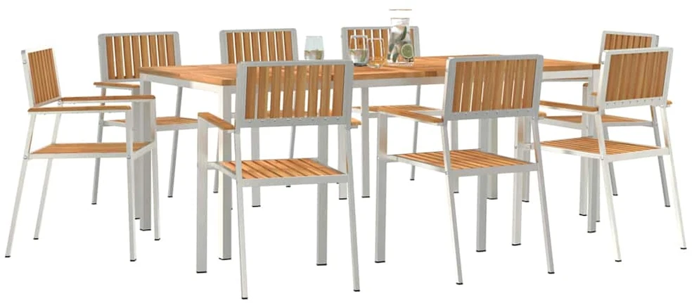 Lauko valgomojo komplektas 9 vnt. 200 x 90 x 75 cm