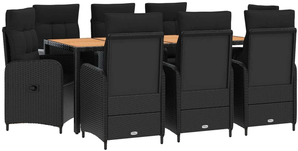 Lauko valgomojo komplektas 9 vnt. Juoda