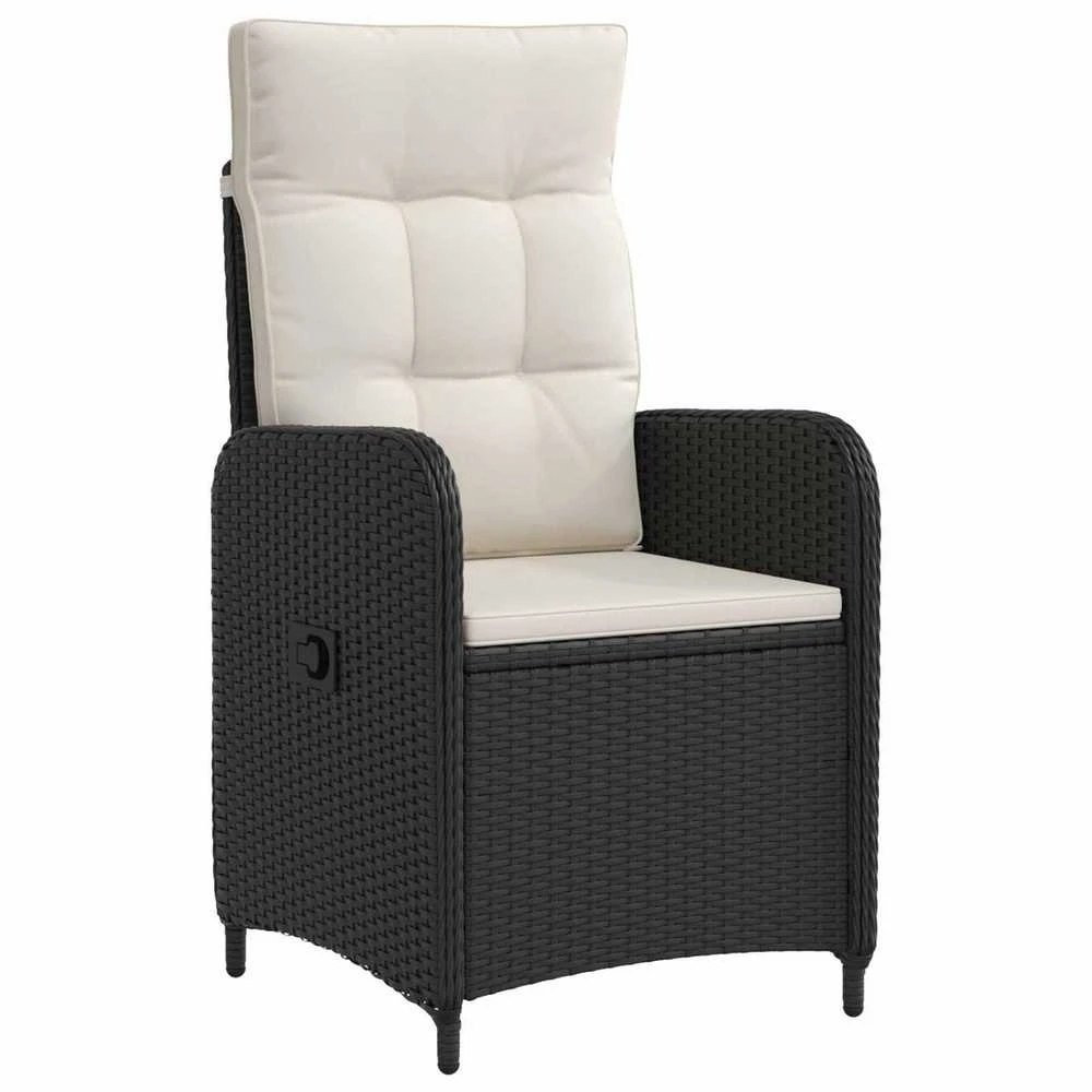 Lauko baldų komplektas Lauko valgomojo komplektas 3 vnt. Juoda ir kreminė balta