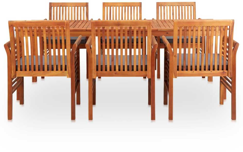 Lauko baldų komplektas Lauko valgomojo komplektas su pagalvėlėmis, 7 dalių, akacija