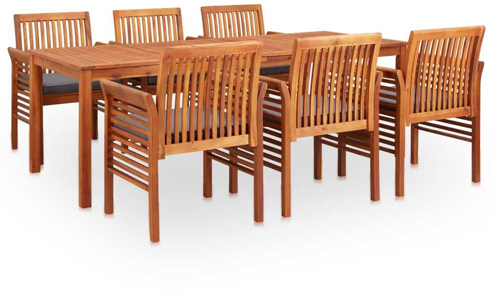 Lauko baldų komplektas Lauko valgomojo komplektas su pagalvėlėmis, 7 dalių, akacija