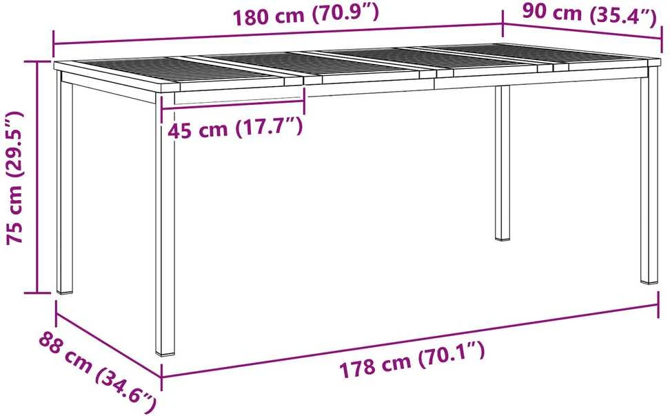 Valgomojo stalas 180x90x75 cm