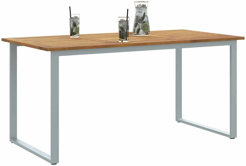 Sodo stalas Pilka 160 x 80 x 75 cm Kietos akacijos mediena