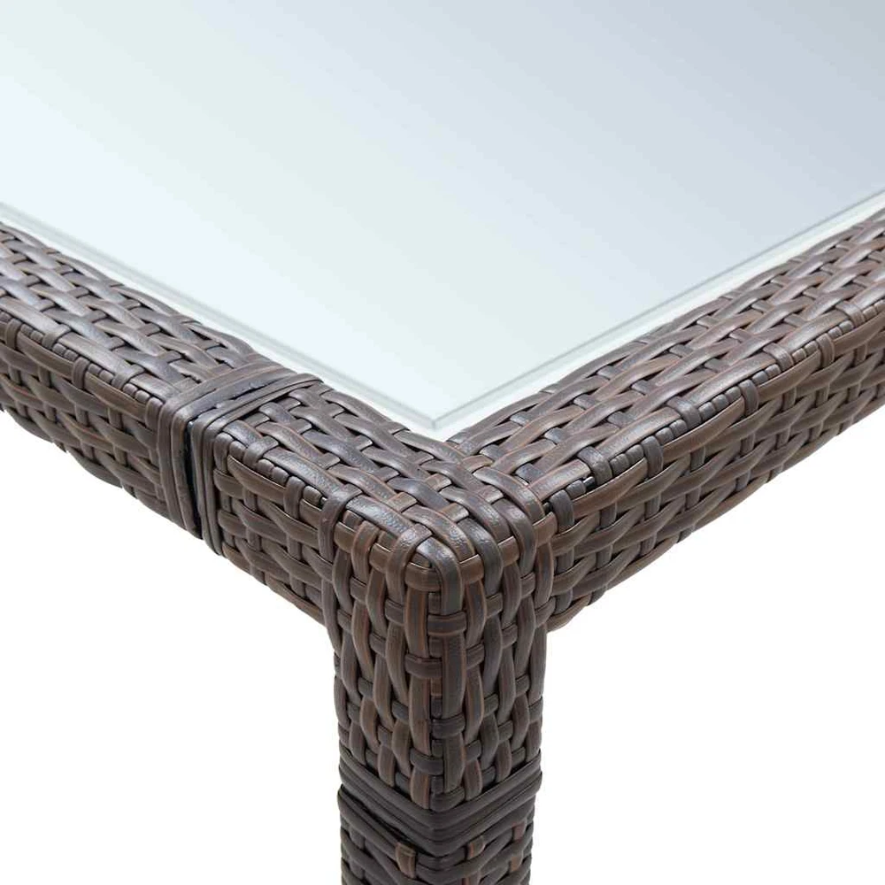 Lauko valgomojo stalas, rudas, 200x150x74cm, poliratanas