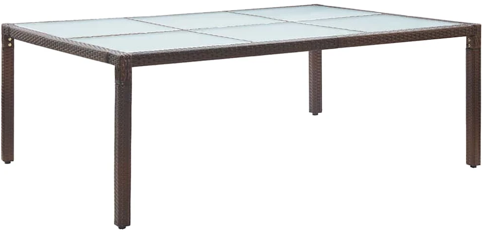 Lauko valgomojo stalas, rudas, 200x150x74cm, poliratanas