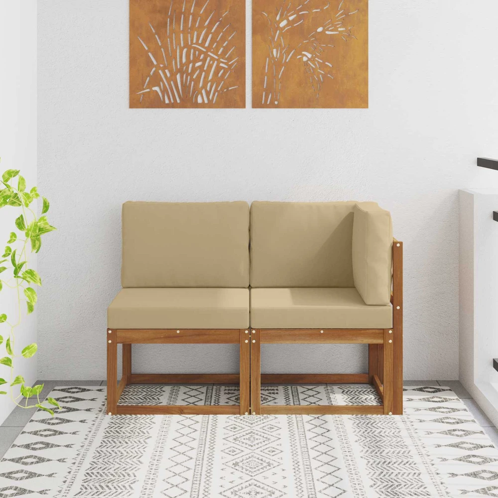 Lauko vidurinė ir kampinė sofa 2 Vienetas Natūralus ir bežinis
