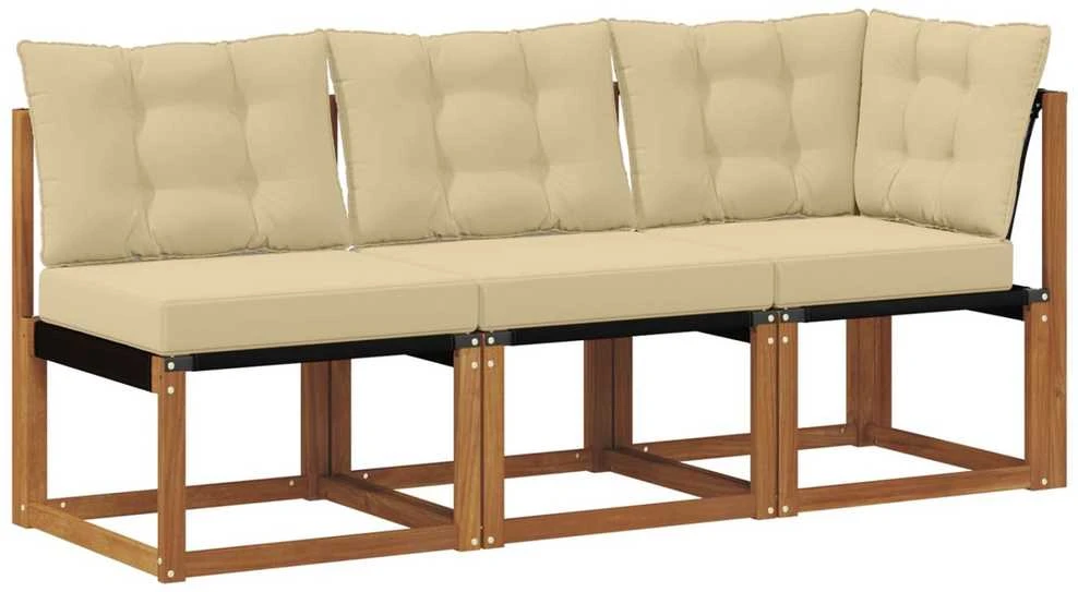 3 vnt. Lauko vidurinė ir kampinė sofa Natūrali