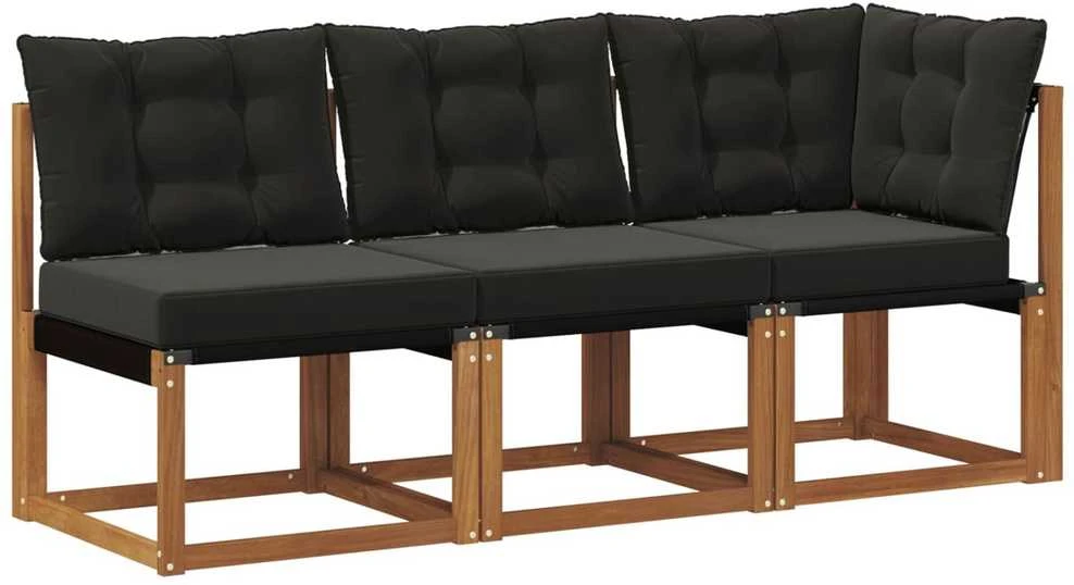 3 vnt. Lauko vidurinė ir kampinė sofa Natūrali