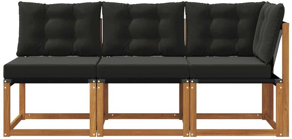3 vnt. Lauko vidurinė ir kampinė sofa Natūrali