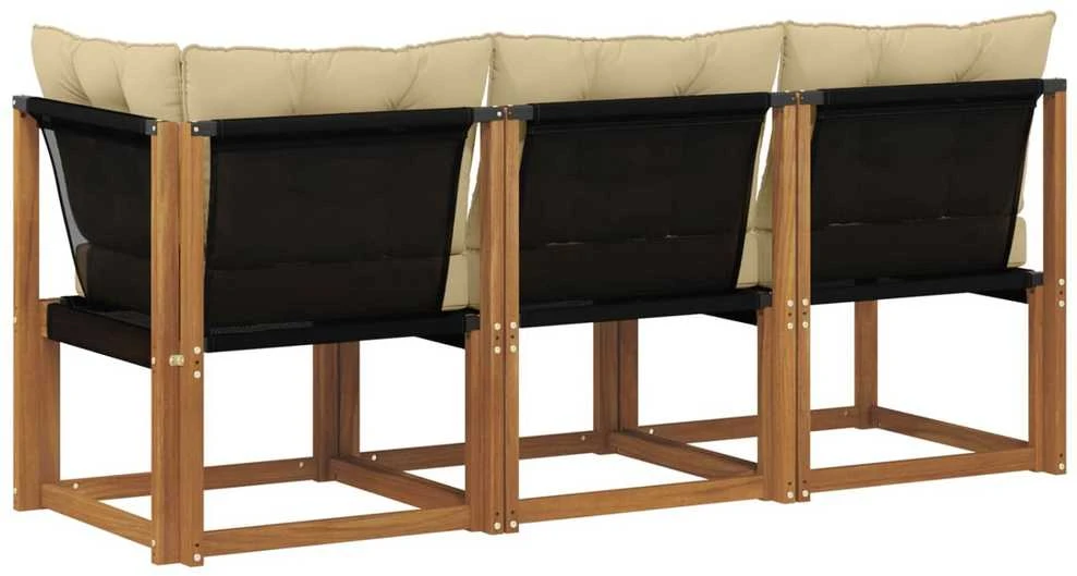 3 vnt. Lauko vidurinė ir kampinė sofa Natūrali