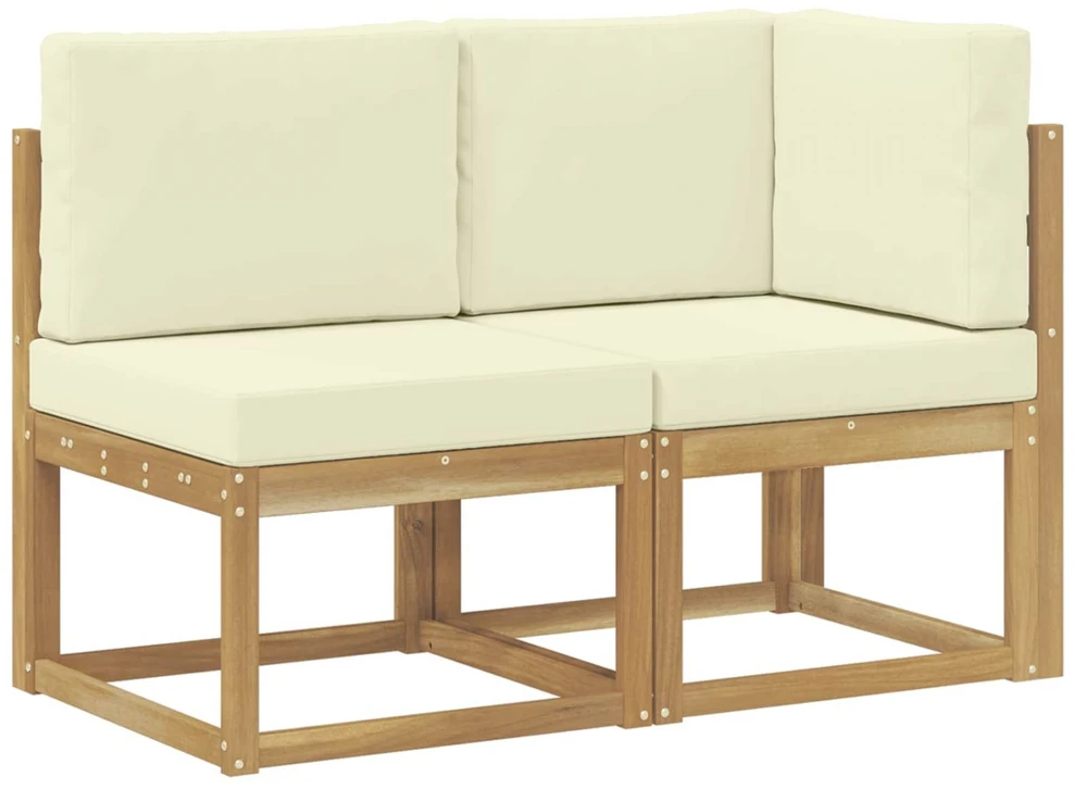 Lauko vidurinė ir kampinė sofa su pagalve 2 Vienetas Balta