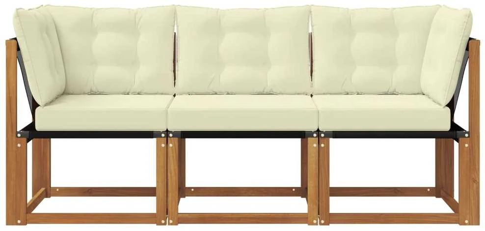 3 vnt. Lauko vidurinė ir kampinė sofa Natūrali