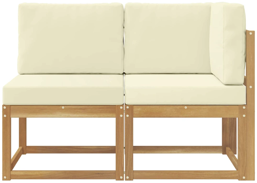 Lauko vidurinė ir kampinė sofa su pagalve 2 Vienetas Balta