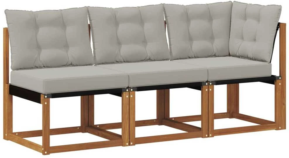 3 vnt. Lauko vidurinė ir kampinė sofa Natūrali