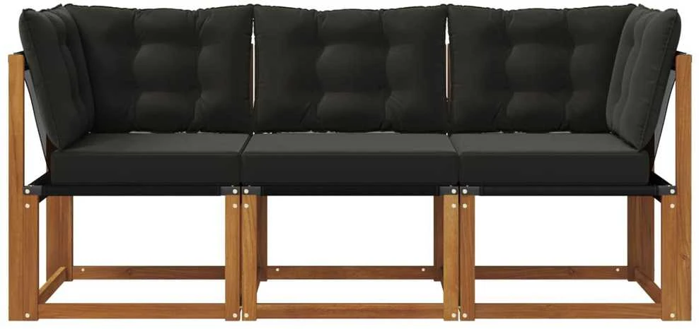 3 vnt. Lauko vidurinė ir kampinė sofa Natūrali