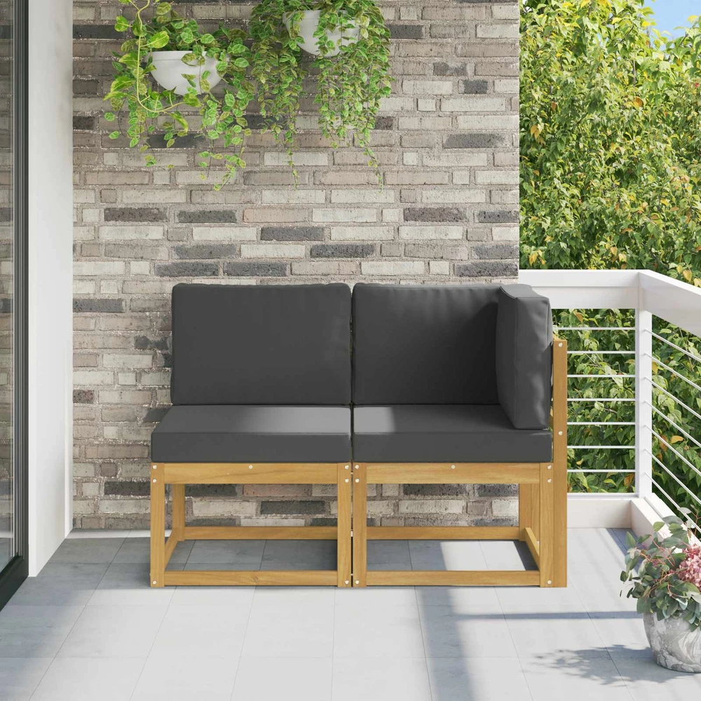 Lauko vidurinė ir kampinė sofa su pagalve 2 Vienetas Balta
