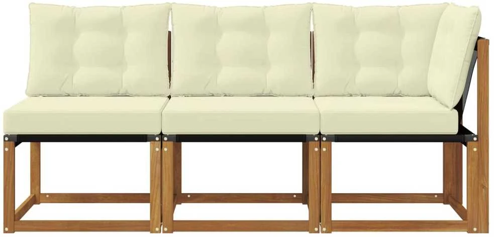 3 vnt. Lauko vidurinė ir kampinė sofa Natūrali