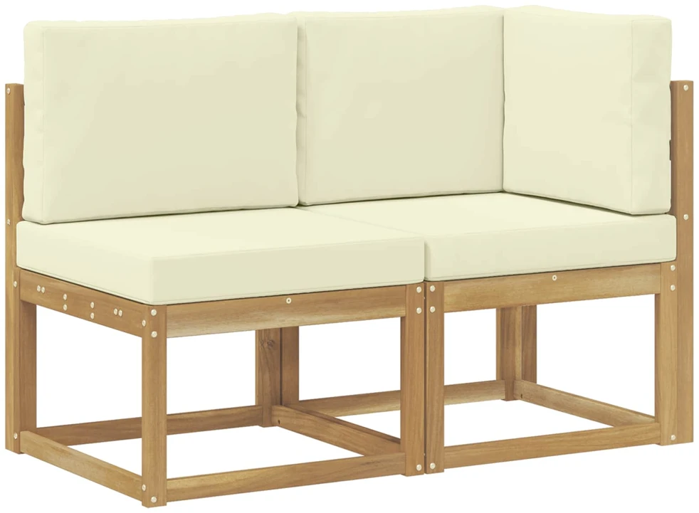 Lauko vidurinė ir kampinė sofa su pagalve 2 Vienetas Balta