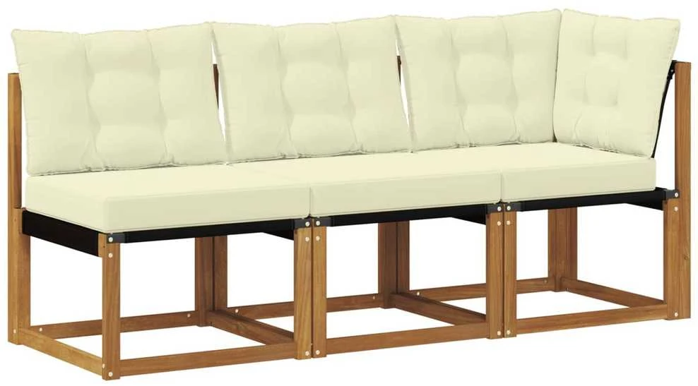 3 vnt. Lauko vidurinė ir kampinė sofa Natūrali
