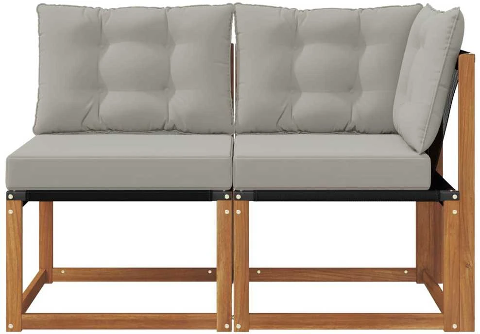 2 vnt. Lauko vidurinė ir kampinė sofa Natūrali