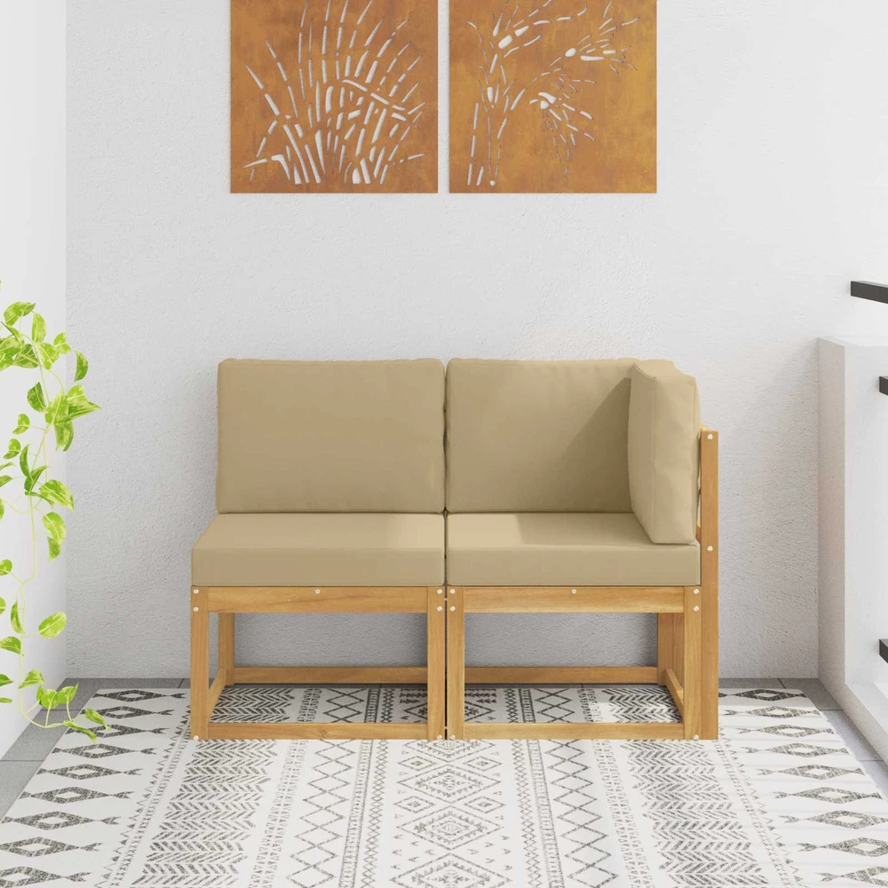 Lauko vidurinė ir kampinė sofa su pagalve 2 Vienetas Balta