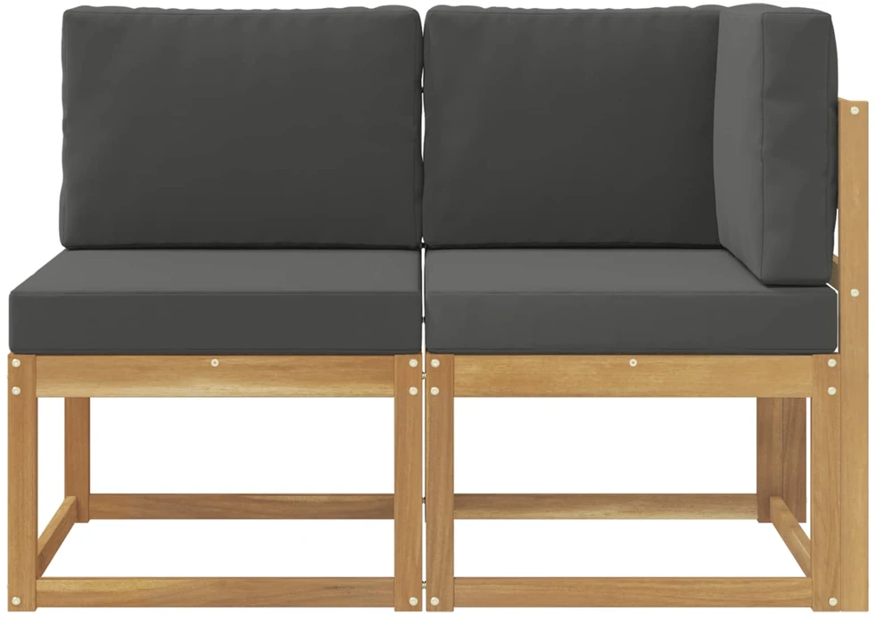 Lauko vidurinė ir kampinė sofa su pagalve 2 Vienetas Balta