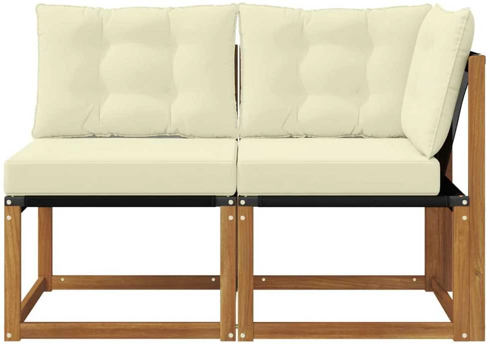 2 vnt. Lauko vidurinė ir kampinė sofa Natūrali