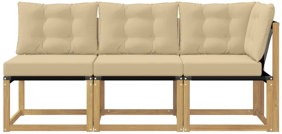 3 vnt. Lauko vidurinė ir kampinė sofa Balta