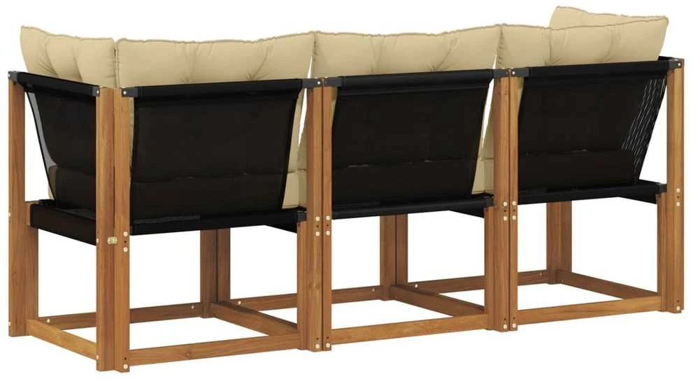 3 vnt. Lauko vidurinė ir kampinė sofa Natūrali