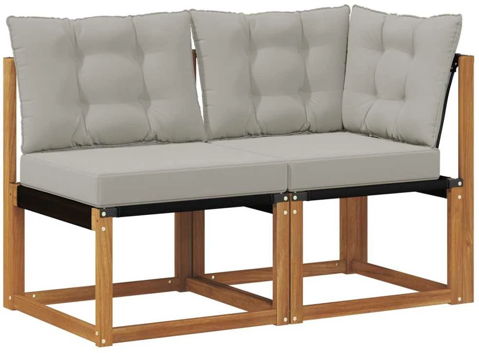 2 vnt. Lauko vidurinė ir kampinė sofa Natūrali