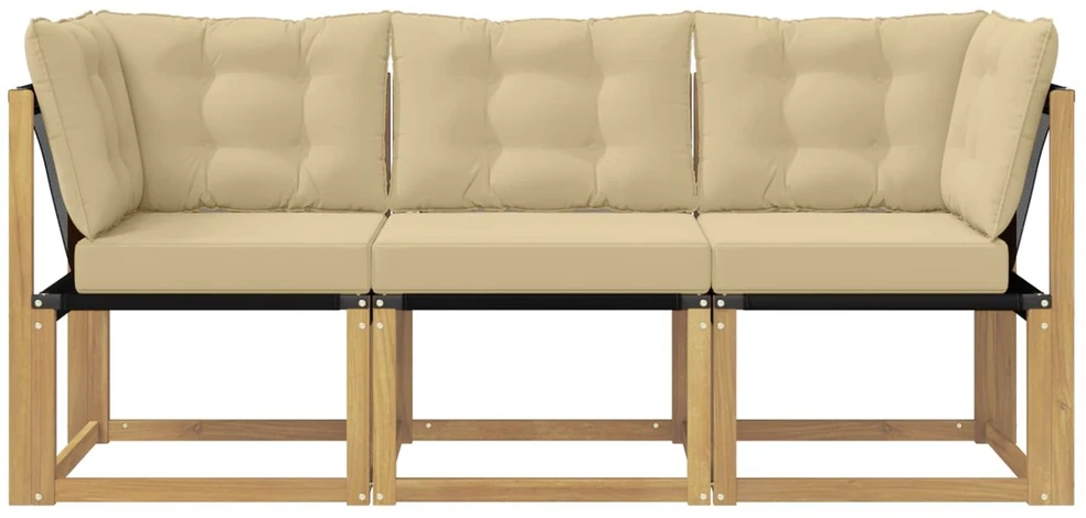 3 vnt. Lauko vidurinė ir kampinė sofa Balta