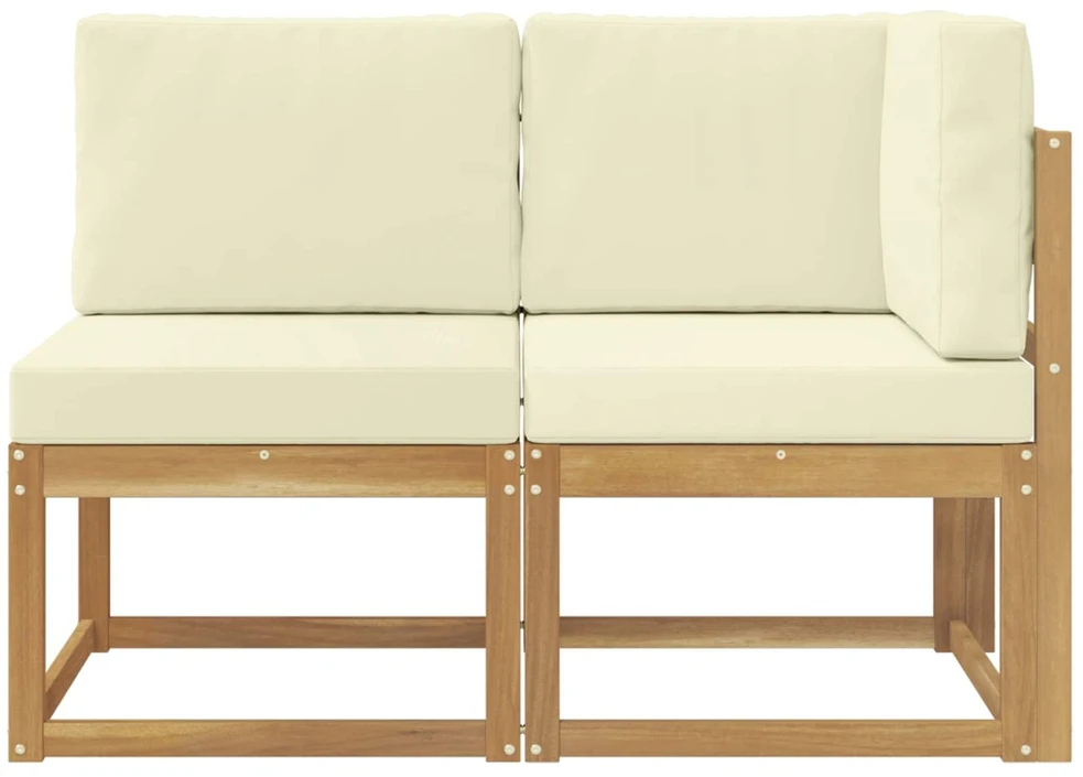 Lauko vidurinė ir kampinė sofa su pagalve 2 Vienetas Balta