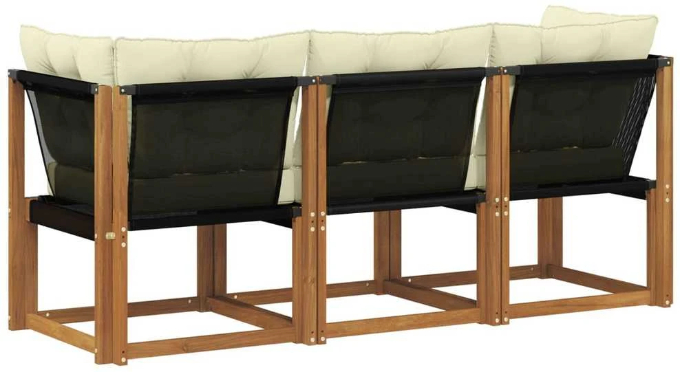 3 vnt. Lauko vidurinė ir kampinė sofa Natūrali