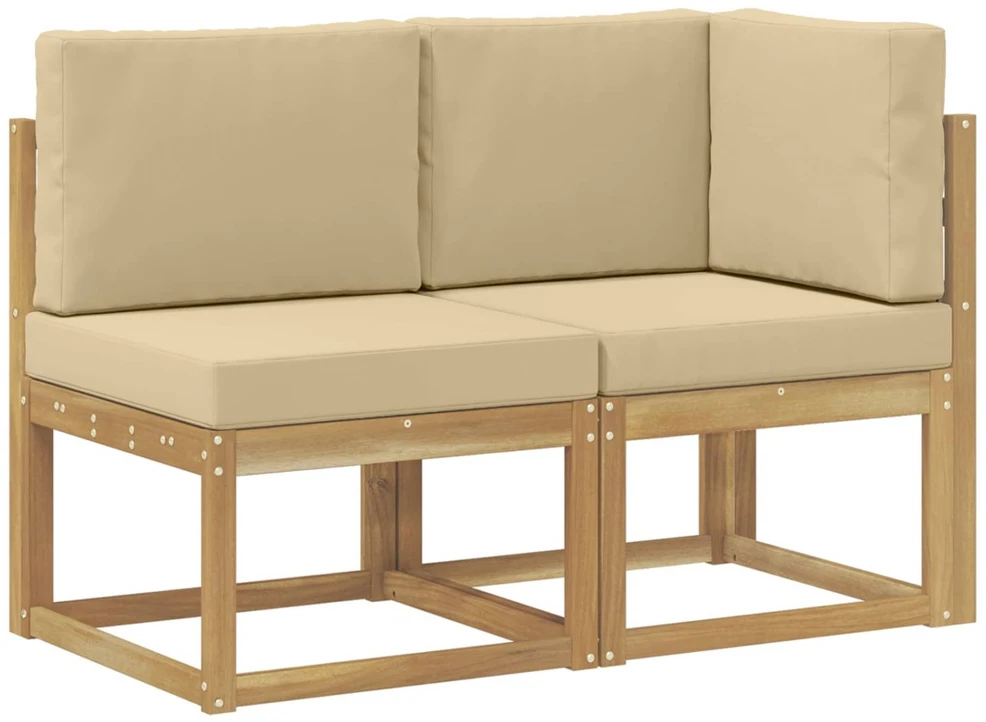 Lauko vidurinė ir kampinė sofa su pagalve 2 Vienetas Balta