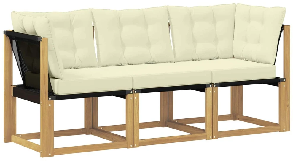 3 vnt. Lauko vidurinė ir kampinė sofa Balta