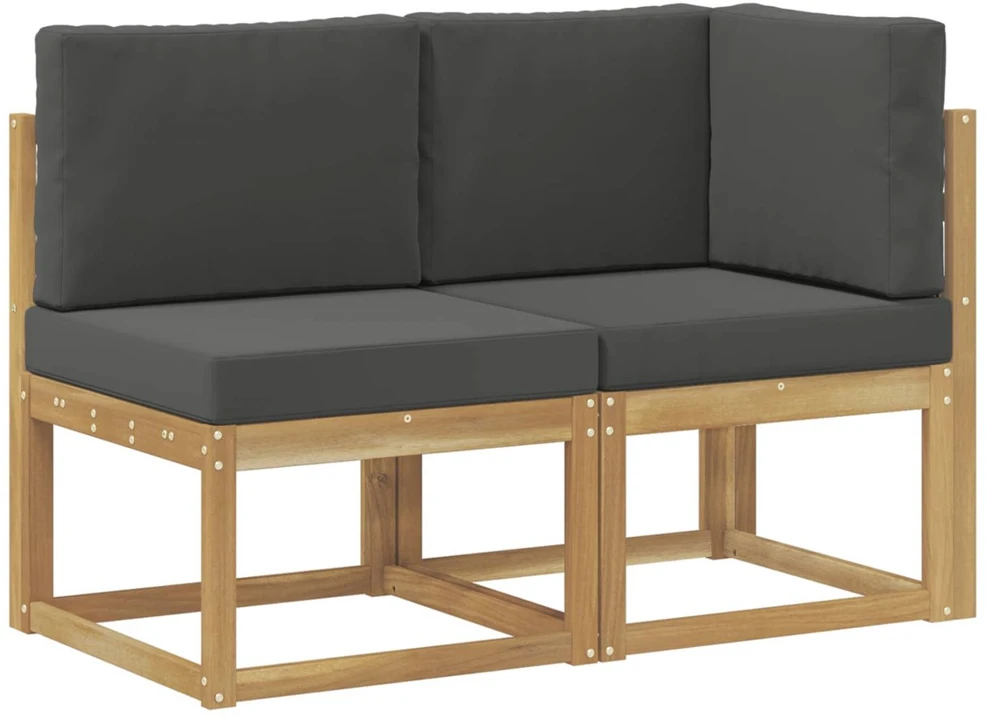 Lauko vidurinė ir kampinė sofa su pagalve 2 Vienetas Balta