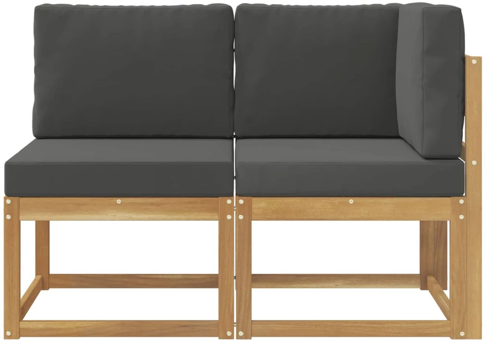 Lauko vidurinė ir kampinė sofa su pagalve 2 Vienetas Balta