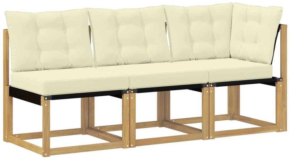 3 vnt. Lauko vidurinė ir kampinė sofa Balta