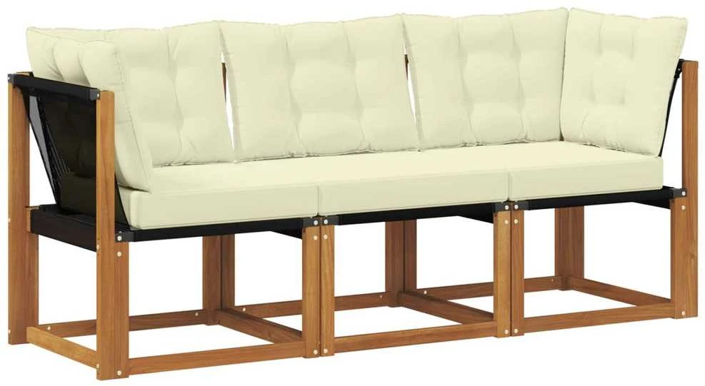 3 vnt. Lauko vidurinė ir kampinė sofa Natūrali