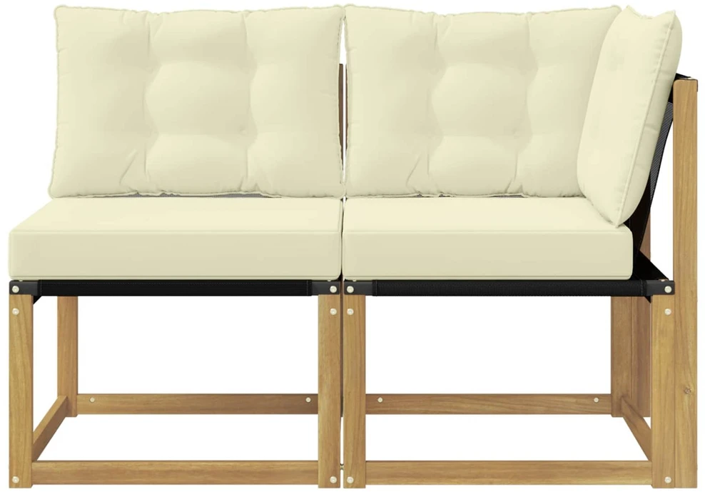 2 vnt. Lauko vidurinė ir kampinė sofa Balta