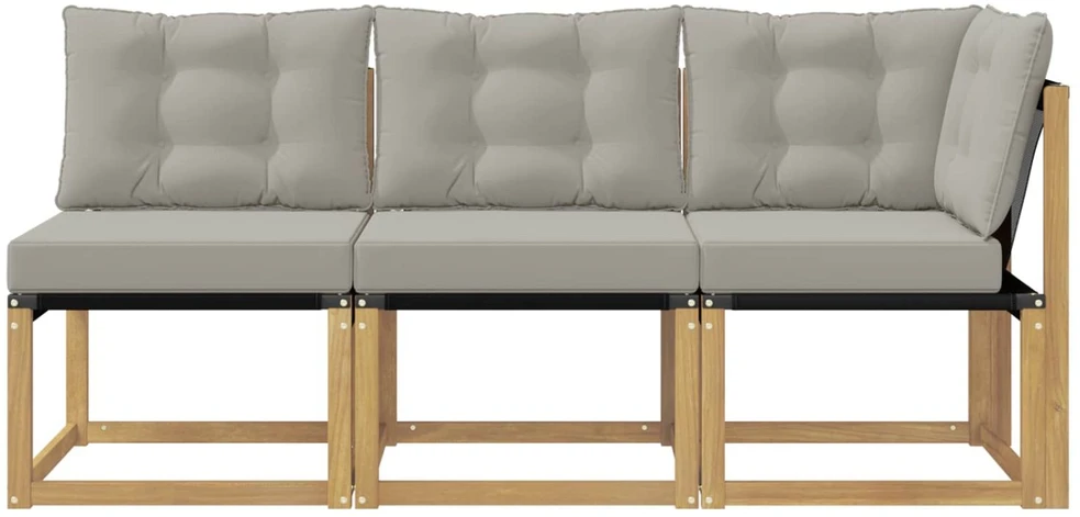 3 vnt. Lauko vidurinė ir kampinė sofa Balta