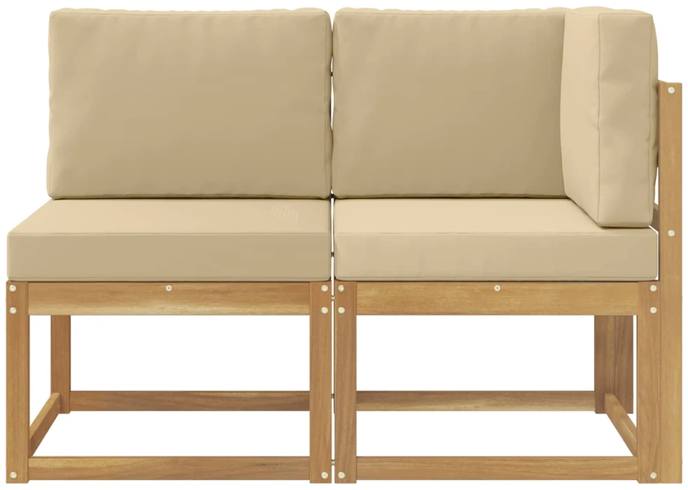 Lauko vidurinė ir kampinė sofa su pagalve 2 Vienetas Balta