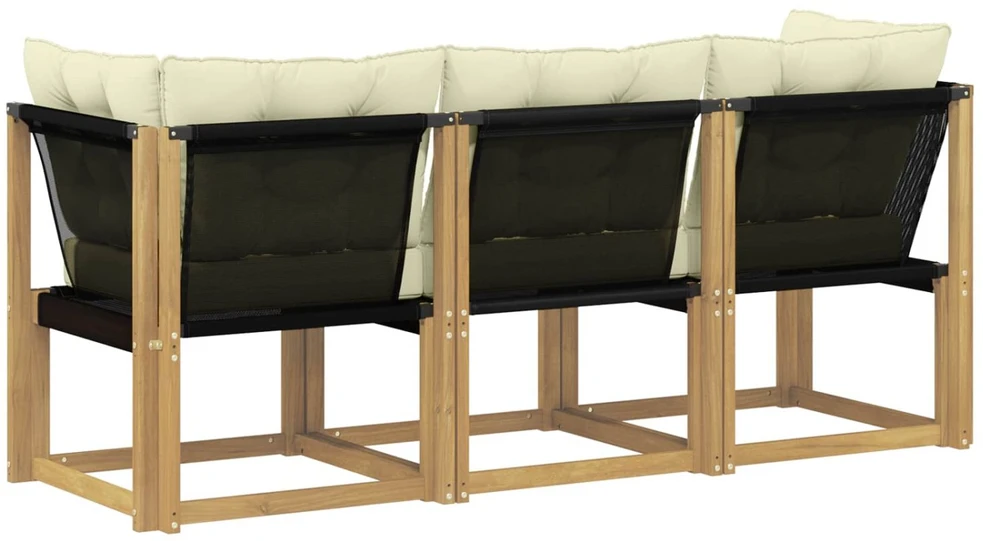 3 vnt. Lauko vidurinė ir kampinė sofa Balta