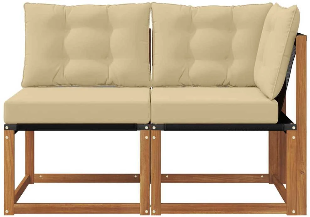 2 vnt. Lauko vidurinė ir kampinė sofa Natūrali
