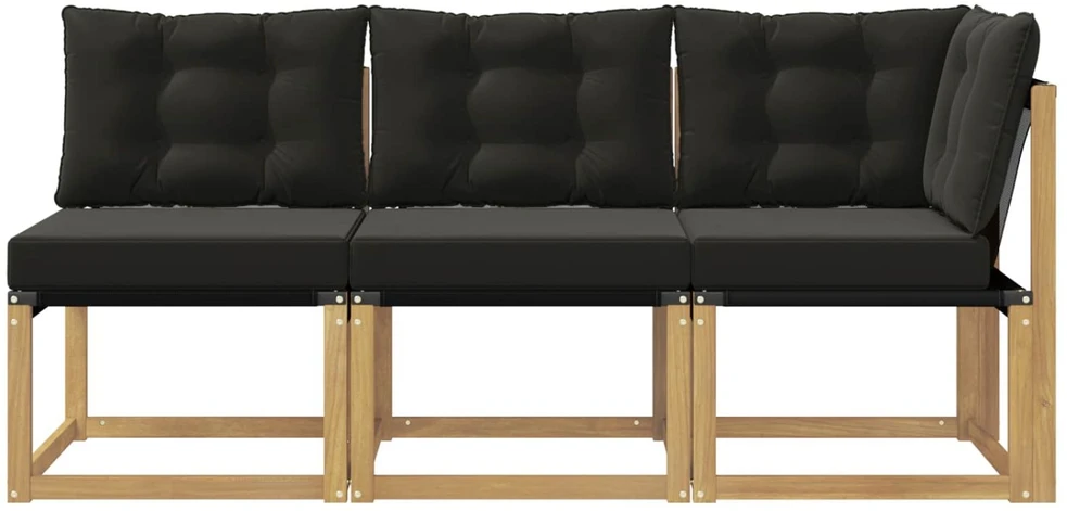 3 vnt. Lauko vidurinė ir kampinė sofa Balta